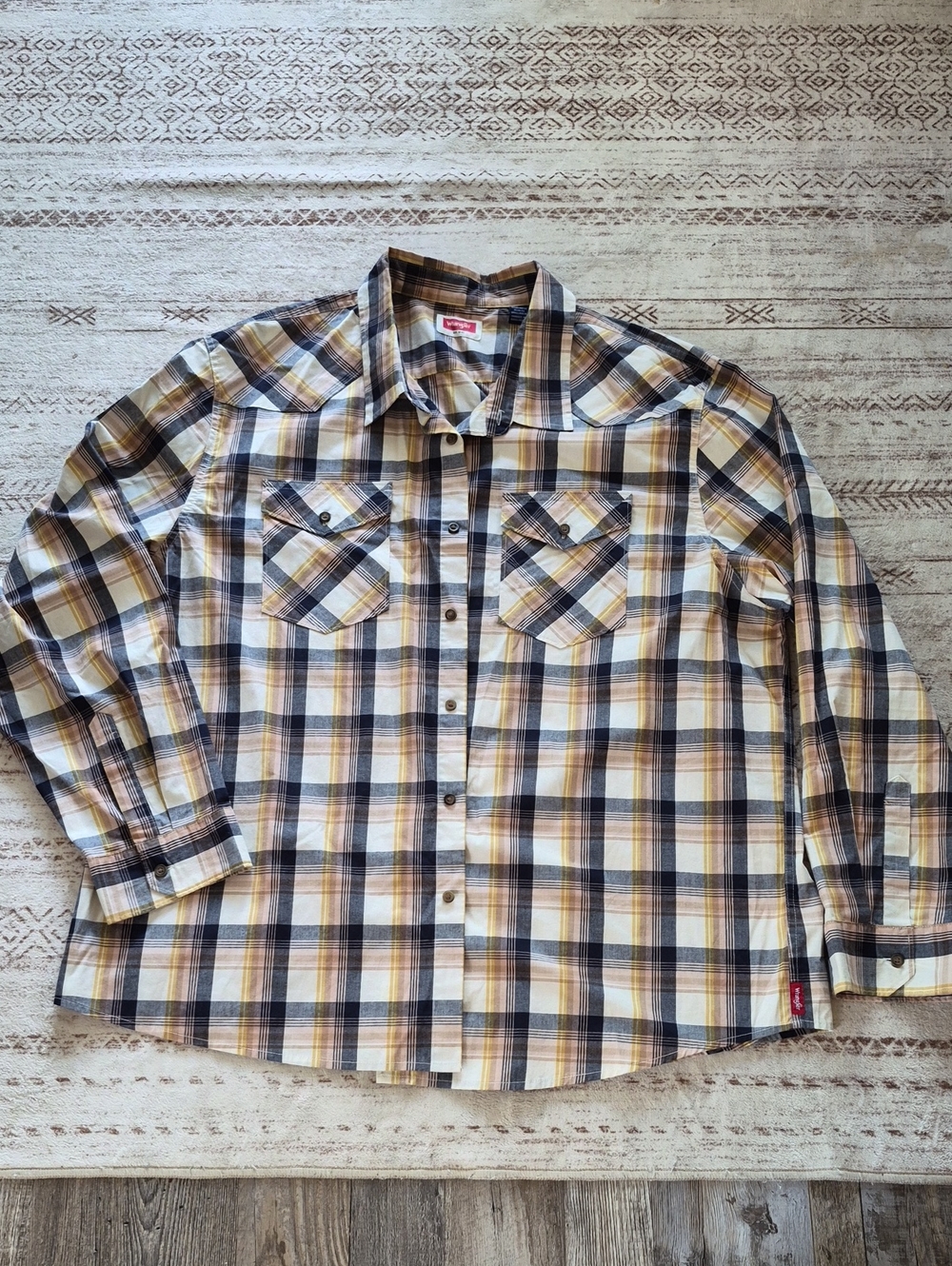Levi's Men's Yellow Navy White Plaid Button-Down Shirt